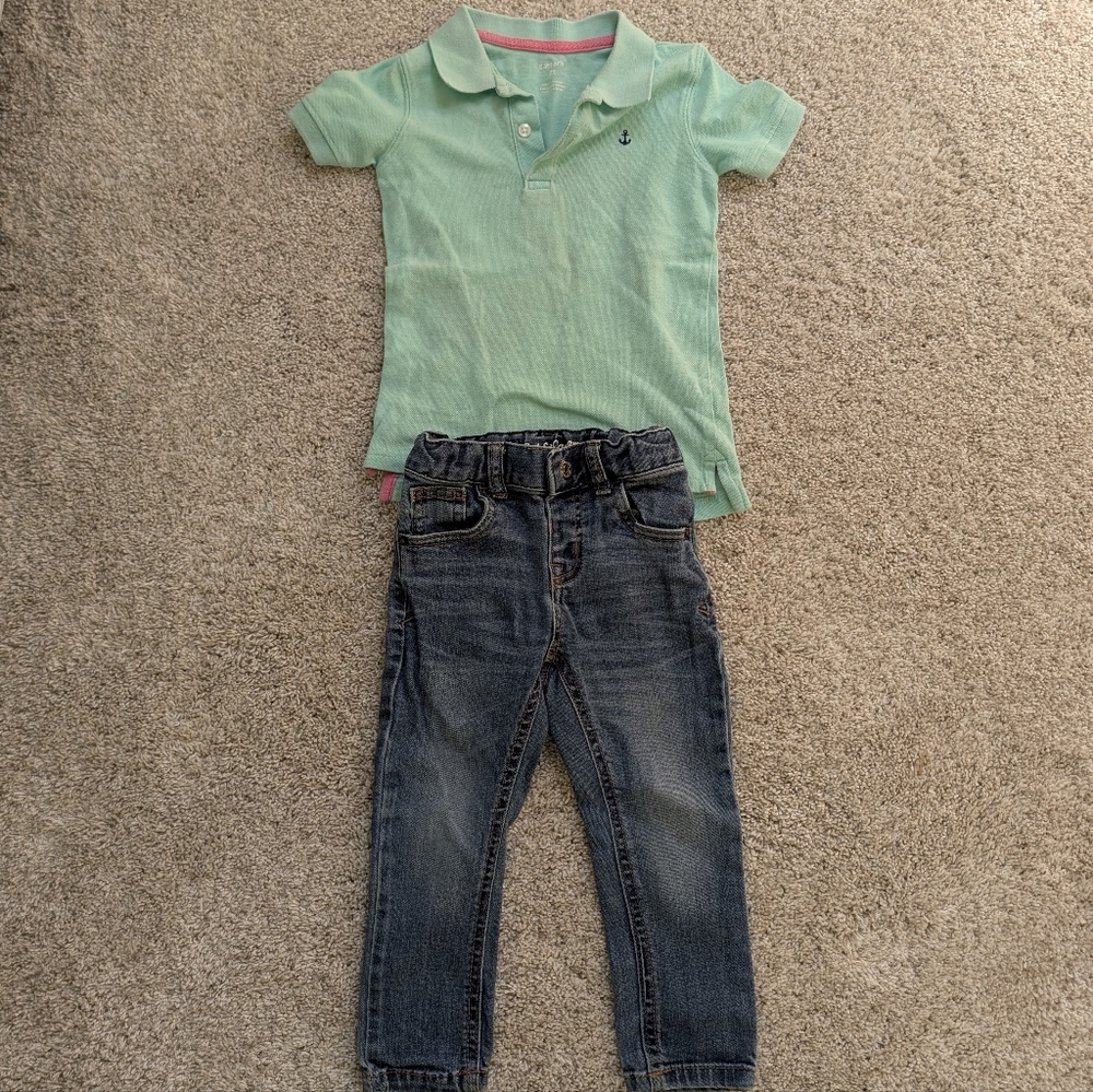 Boys Polo and Jeans Outfit - 2T